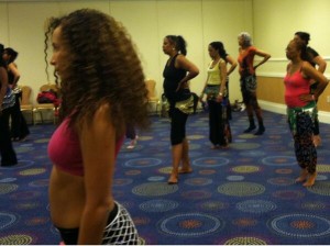 The Ladies preparing for a belly dance class