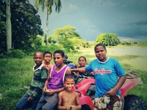 Dominican kids resting near the Sugar Cane fields